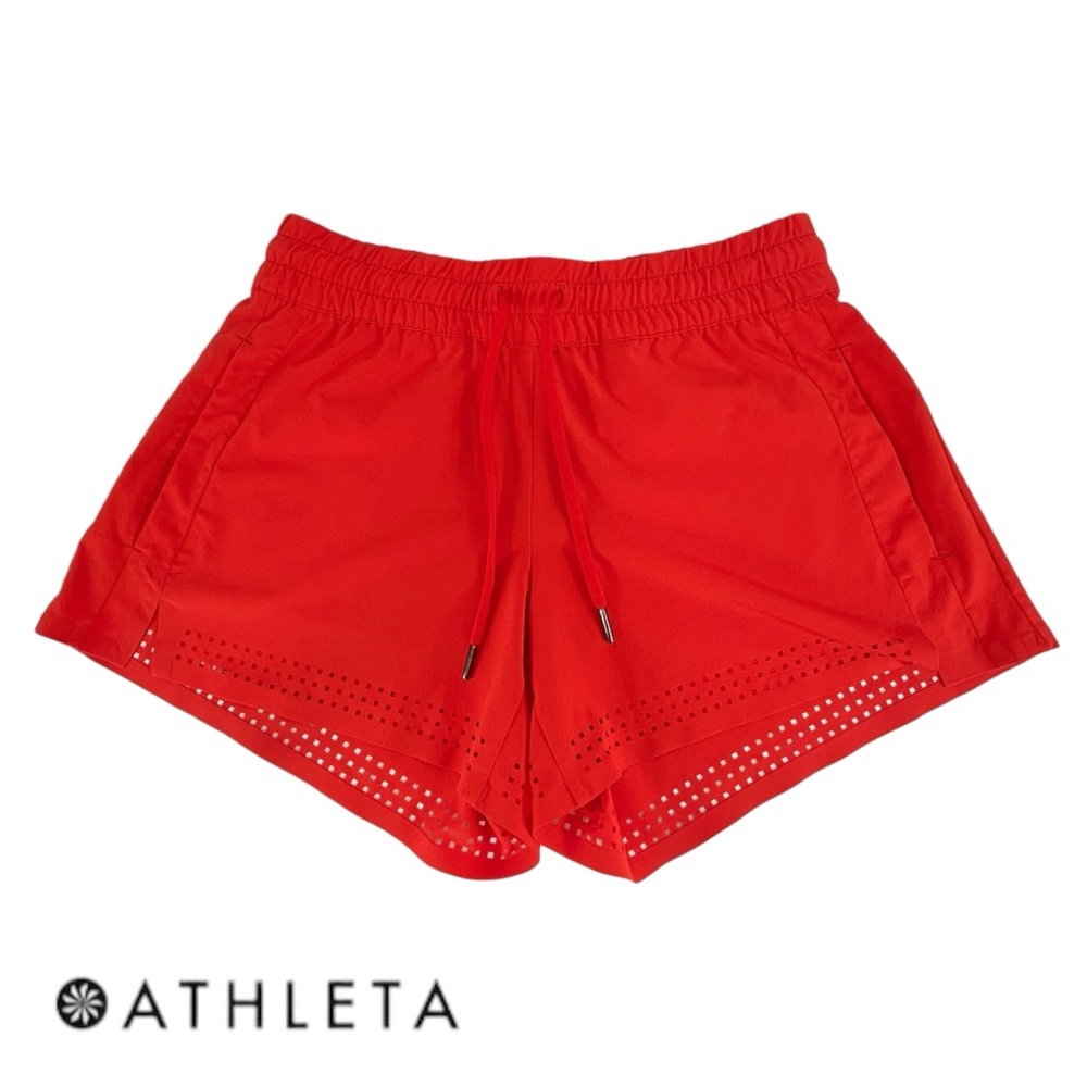 Athleta | Women 0 | Red Athletic Baja Short‎ Drawstring/Elastic Waist Laser Cut